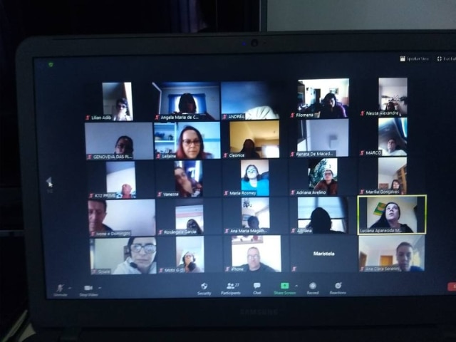 arquivo pessoal Reunião virtual de professores do Colégio Municipal Dr. José Vargas de Souza, em Poços de Caldas