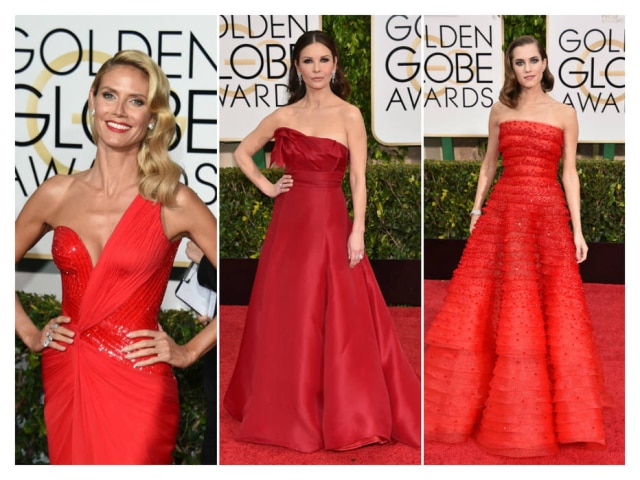 Heidi Klum veste Versace, Catherine Zeta-Jones Angel Sanchez e Allison Willians de Armani Prive