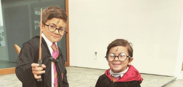 Instagram / @antoroccuzzo88 Filhos do craque Leonel Messi fantasiados de Harry Potter.
