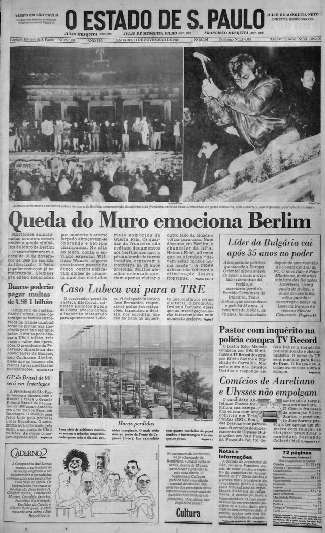 Acervo/Estadão O Estado de S.Paulo - 11/11/1989