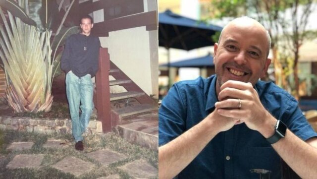 Instagram/@alexescobar74 Em publicação no Instagram, Alex Escobar mostra foto de quando tinha cabelo e comemora o Dia do Careca.