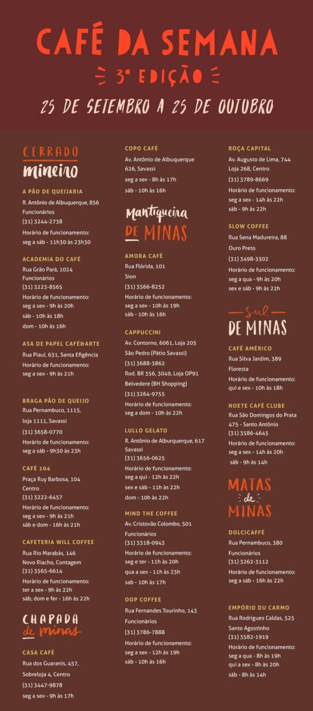 Reprodução Roteiro mostra cafés participantes no evento