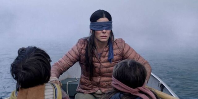 Reprodução/ Netflix A atriz Sandra Bullock, em trecho do filme 'Bird Box', lançado pela Netflix em dezembro de 2018.