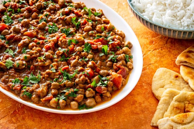 Chana Masala, curry de grão-de-pico cremoso e picante 