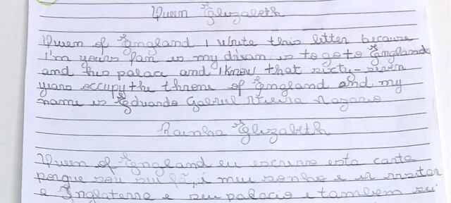 Trecho do programa 'Jornal do Almoço' (2019) / TV Globo / Reprodução Carta que Eduardo enviou para a rainha Elizabeth.