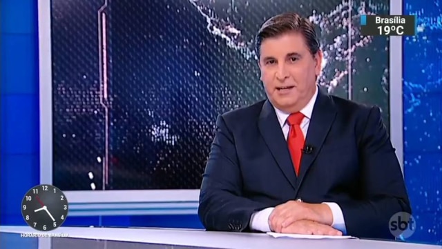 Reprodução de 'SBT Brasil' (2019) / SBT O apresentador Carlos Nascimento.