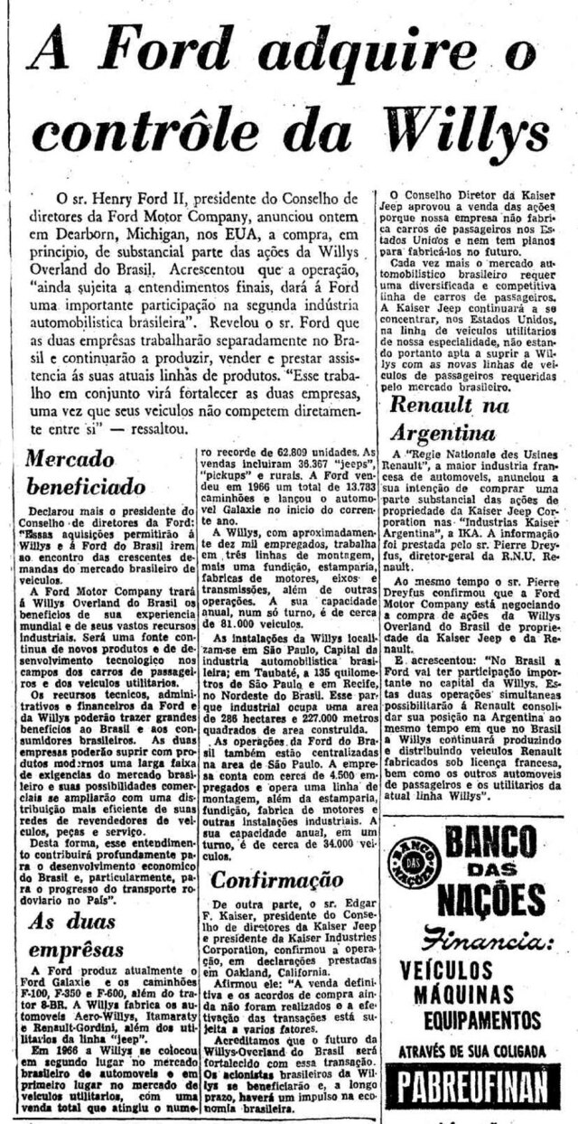 Acervo/Estadão O Estado de S.Paulo - 28/7/1967. Clique aqui para ver a página