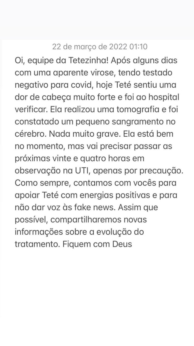 Instagram/sthefanematos Nota diz que a influenciadora Sthe Matos teve pequeno sangramento no cérebro, mas que passa bem. Ela foi internada na UTI de um hospital após na madrugada desta terça-feira, 22.