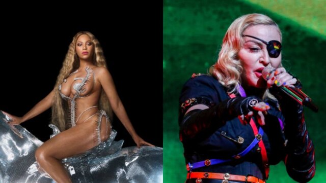 Twitter/@beyonce e Jeenah Moon/Reuters Beyoncé lançou um remix da música 'Break My Soul', do álbum 'Renaissance', com Madonna.
