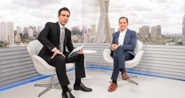 Divulgação Cesar Tralli sabatinou Doria no SPTV