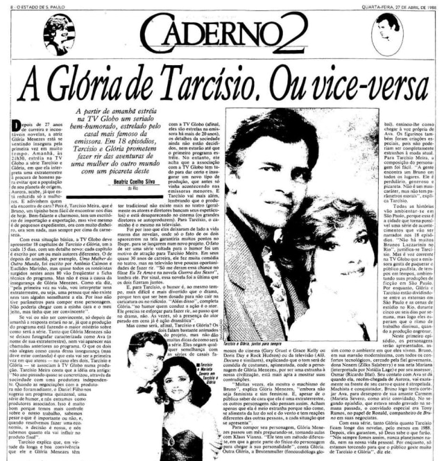 Acervo Estadão Tarcísio Meira e Glória Menezes no Caderno 2 em 1988