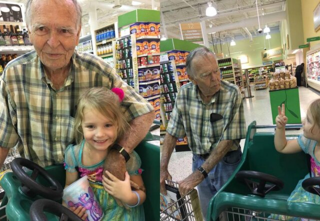 Reprodução/Facebook Dan Peterson, de 82 anos, e a pequena Norah.