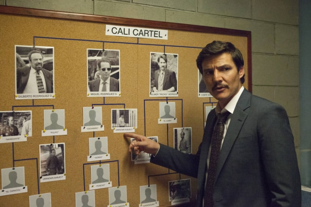 Juan Pablo Gutierrez/Netflix/Divulgação Javier Peña (Pedro Pascal), agente da DEA, na nova temporada de 'Narcos'.