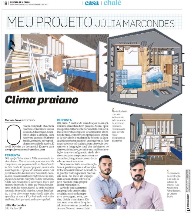 Reprodução Os arquitetos do Urbano Studio fizeram um projeto de um chalé com clima praiano a pedido da leitora do Casa