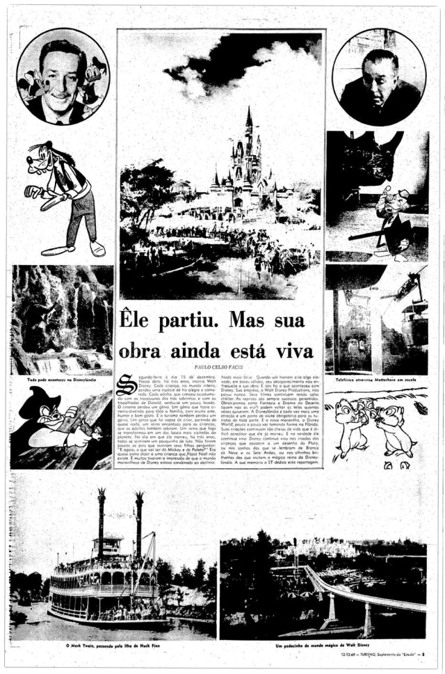 Acervo Estadão Walt Disney World no caderno Turismo de 12/12/1969