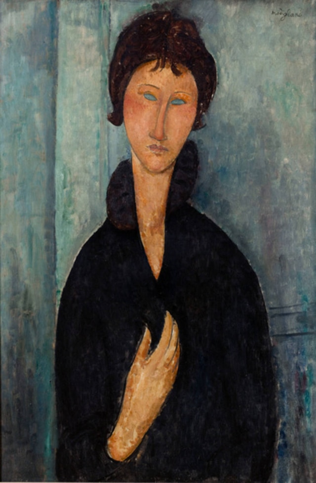 Musée d'art moderne de la Ville de Paris "Mulher dos olhos azuis" de Amedeo Modigliani (1918). Museu de Arte Moderna da Cidade de Paris