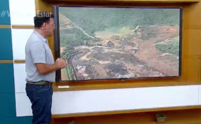 Reprodução de 'Bem Estar' (2019) / Globo O apresentador Fernando Rocha se emociona com imagens de Brumadinho, em Minas Gerais.