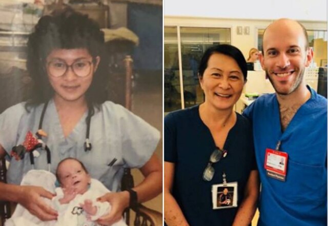 Facebook / Stanford Children's Health - Lucile Packard Children's Hospital Stanford A enfermeira e o médico se emocionaram ao se reencontrarem depois de quase 30 anos.