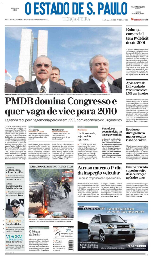 Acervo/Estadão > Estadão - 03/02/2009