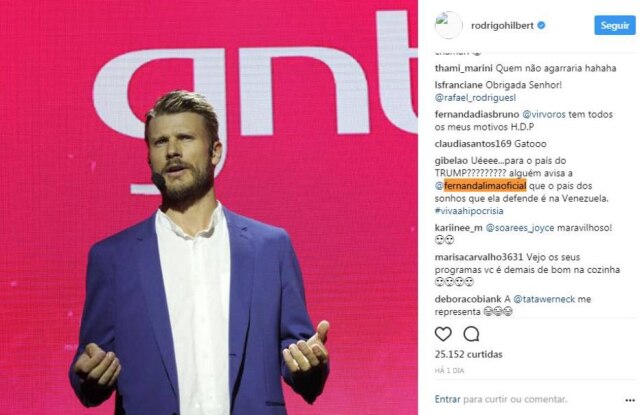 Instagram/ @rodrigohilbert Comentário do perfil @gibelao