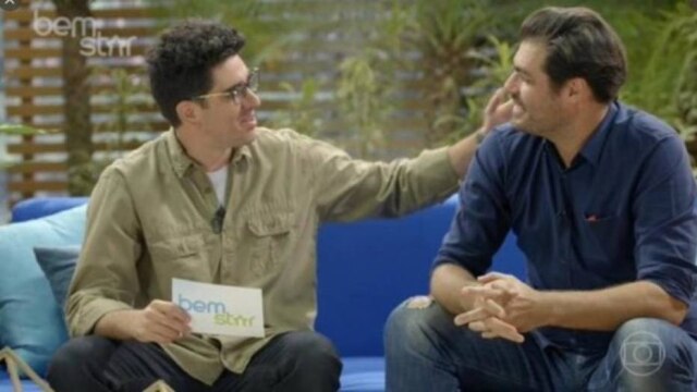 Reprodução/TV Globo O humorista Marcelo Adnet e o ator Thiago Lacerda, em edição do programa 'Tá no Ar', da TV Globo.