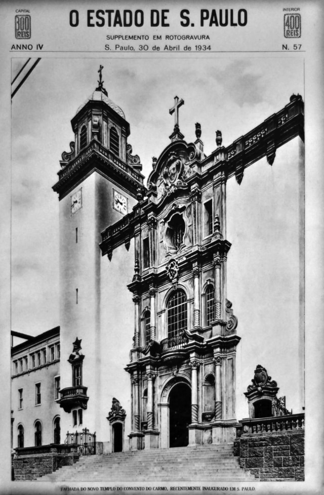 Acervo Estadão Fachada da Nossa Senhora do Carmo, em abril de 1934