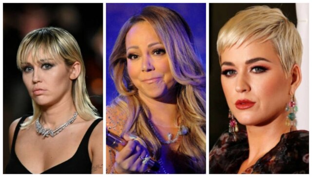 Idris Solomon/ Reuters/Stephanie Keith/Reuters/Mario Anzuoni/Reuters As cantoras Miley Cyrus, Mariah Carey e Katy Perry saem em defesa de Britney Spears