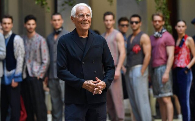 Daniel Dal Zennaro/EFE Giorgio Armani na Semana de Moda de Milão.