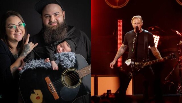 Jhenyffer Meins e REUTERS/Mario Anzuoni Joice Figueiró teve Luan durante show do Metallica em Curitiba, no último dia 7 de maio. Um mês depois, a banda enviou presentes para o bebê rockeiro.
