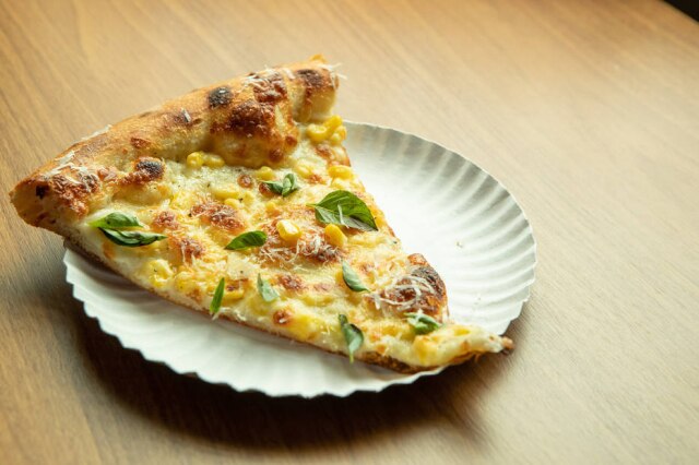 The corn pizza with lemon cream, by Paul's Boutique.
