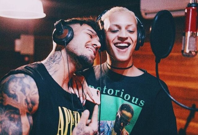 Instagram/@lucaslucco Lucas Lucco e Pabllo Vittar se encontraram em estúdio