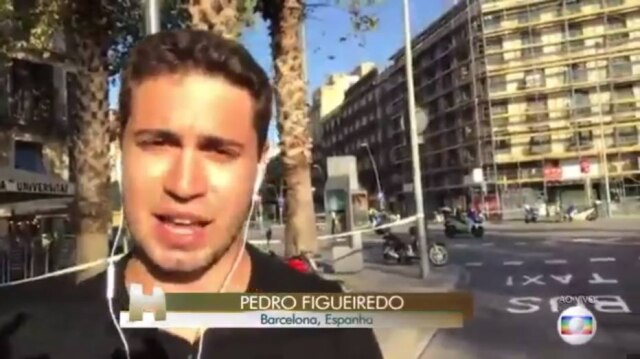 Reprodução de cena do 'Jornal Hoje' / TV Globo Pedro Figueiredo passava informações sobre ataque terrorista em Barcelona