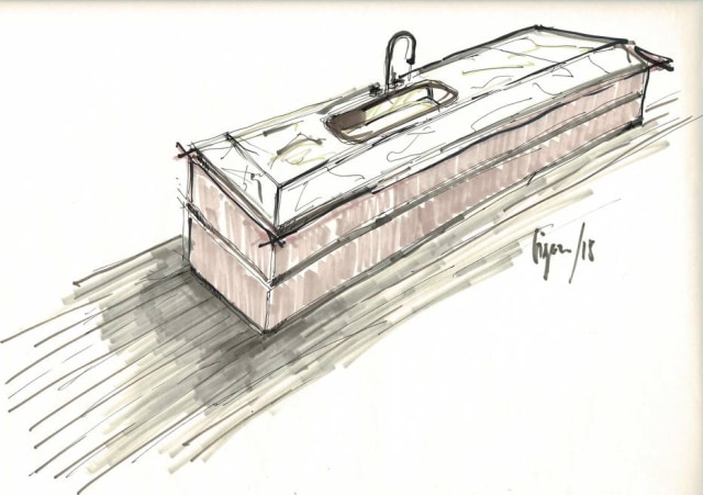 Marco Costanzi/Divulgação Fendi O sketch de Marco Costanzi para as cozinhas da Fendi