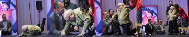 Pedro Pardo/AFP Série de fotos mostram como Danny DeVito caiu.