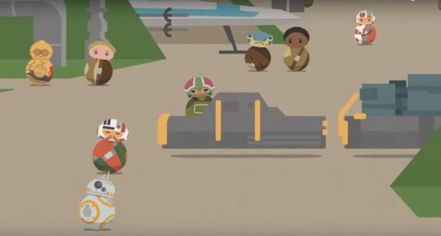 Reprodução de 'Star Wars Roll Out' 'Star Wars Roll Out' traz os personagens conhecidos do público.