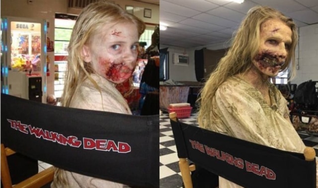 Instagram/@theaddymiller A atriz Addy Miller, que interpretou o primeiro walker em 'The Walking Dead', voltou a interpretar um zumbi no 100º episódio da série