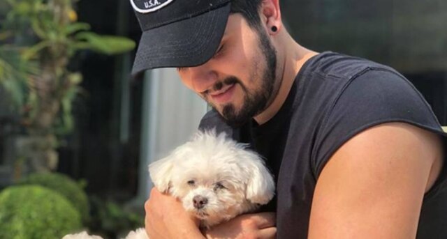 Instagram / @luansantana Luan Santana com o Puff, seu cachorro.
