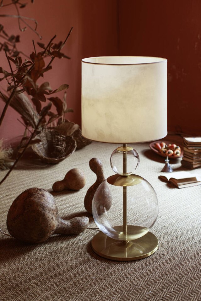 ITENS COLLECTION Abajur Itens, com base de vidro soprado