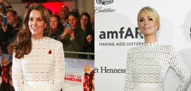 Reprodução Kate Middleton e Paris Hilton usaram o mesmo vestido da marca Self-Portrait