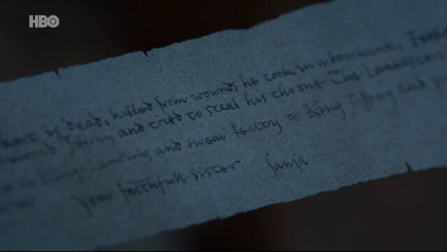 Cena da série 'Game of Thrones / HBO Fãs já descobriram o conteúdo da nota que Mindinho deixou para Arya descobrir no episódio do último domingo, 13.
