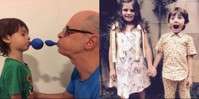 Instagram/@marcos_caruso Marcos Caruso e seu neto, Bento, na foto da esquerda.