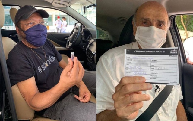 Reprodução Instagram/ @martinhodavilaoficial e sitedrauziovarella Martinha da Vila e Drauzio Varella recebem vacina contra covid-19