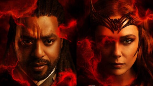 Marvel Barão Mordo e Wanda Maximoff em pôsteres de 'Doutor Estranho no Multiverso da Loucura'.