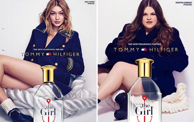Reprodução/BuzzFeed A campanha do novo perfume da Tommy Hilfiger ganhou uma versão plus size.