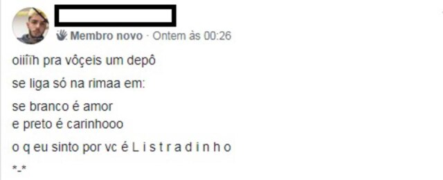 Captura de tela do 'Grupo Onde Fingimos Estar no Orkut' / Facebook Alguns jovens adultos, adolescentes e crianças escreviam com vários acentos, letras repetidas e espaçamentos entre as palavras no Orkut.