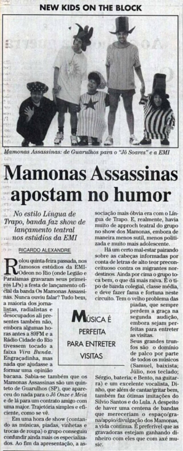 Acervo Estadão Crítica sobre o lançamento dos Mamonas Assassinas