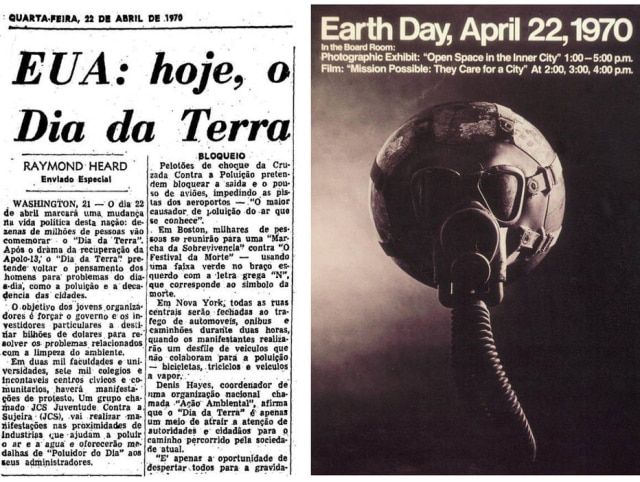 Acervo/ Estadão e Reprodução > Estadão - 22/4/1970Reprodução de cartaz promovendo o 1º Dia da Terra em 22/4/1970.