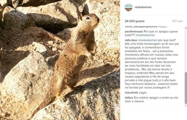 Instagram Alguns seguidores questionaram por que não podem comentar nas fotos de Bonner.