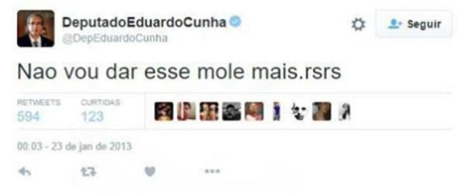 Reprodução/Twitter Eduardo Cunha profetizando sua própria vida.