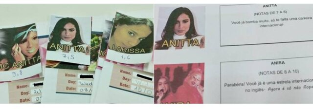 Cedida por Mak Keiber Na escala, Larissa representa as notas mais baixas e Anira as mais altas - mas todas têm mensagens de estímulo para os alunos.